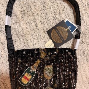 Sequin Champagne Bottle beaded Shoulder Bag viral